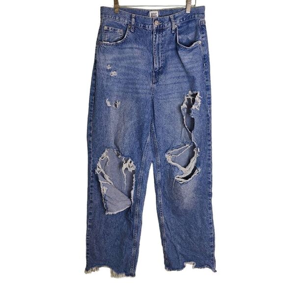BDG High Rise Baggy Y2K Denim Distressed Jeans - Picture 1 of 12